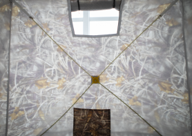 Палатка зимняя КУБ 3 камуфляж (трехслойная) с выводом под трубу