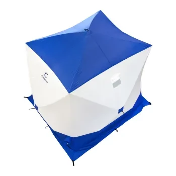 Палатка КУБ 4, 2,15x2,15 м, трехслойная, бело-синяя, Следопыт