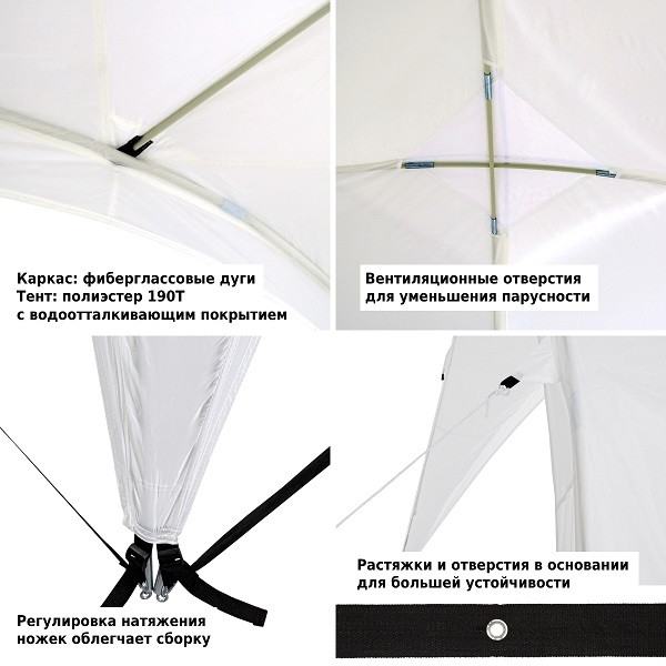 Палатка-шатер 1260 4,5х4,5х2,65/2м полиэстер, Green Glade