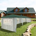 Тент садовый из полиэтилена 9x3x2,5 (8 стенок с окошками)